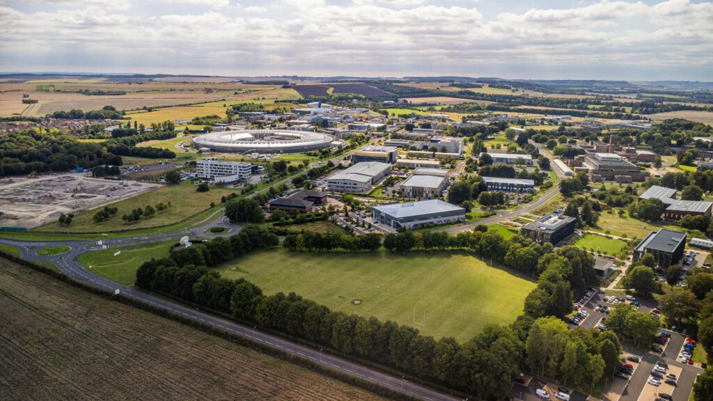 Aerial photo of Harwell Campus in Oxfordshire.